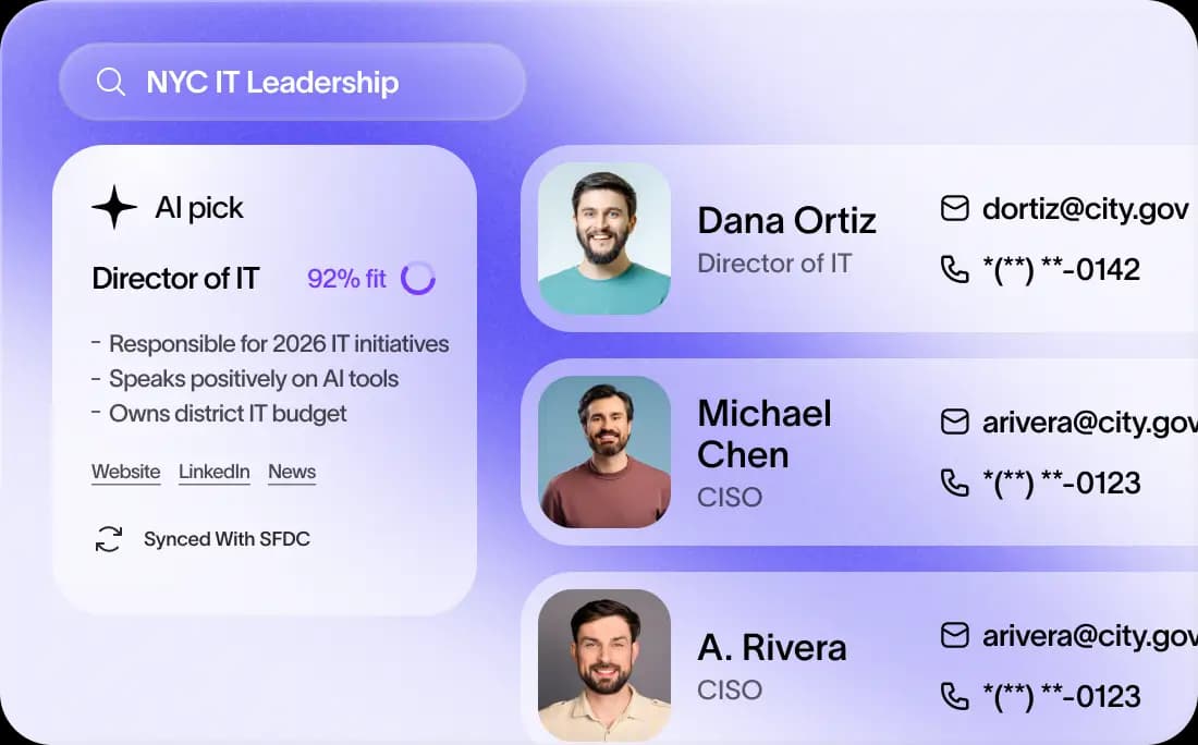 Starbridge account view surfacing New York City leadership contacts
